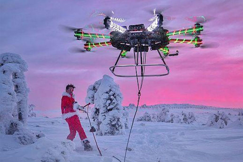 (video) Papá Noel que viaja en dron