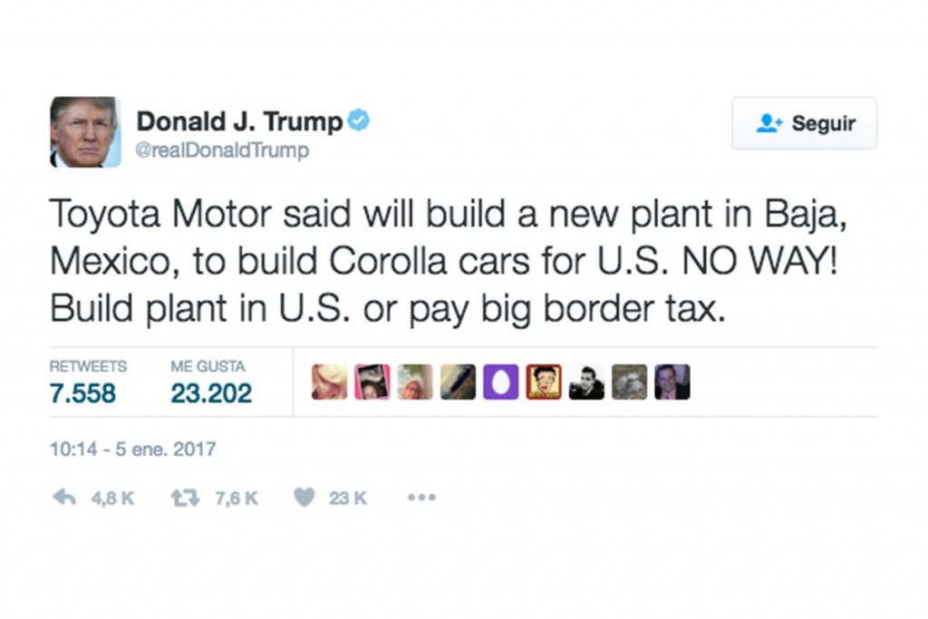 Primero GM y Ford, ahora Trump amenaza a Toyota