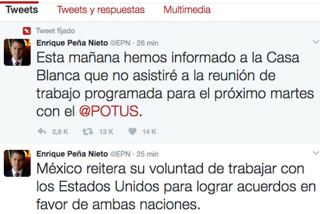 Peña Nieto cancela reunión con Trump