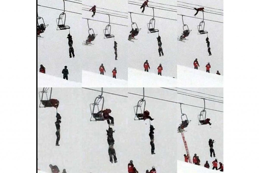 (Video) Milagroso rescate de esquiador colgado