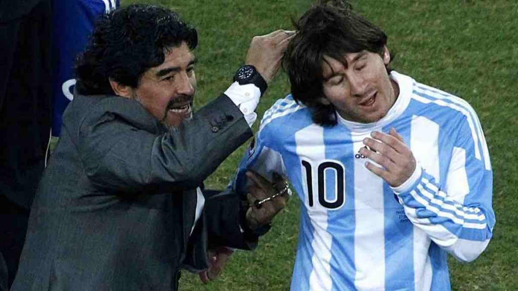 Maradona y Messi en un melancólico encuentro