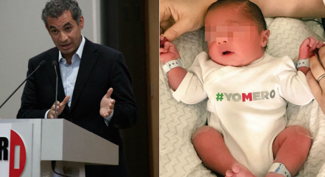 Ochoa Reza presume foto de su hijo con pañalero propagandístico