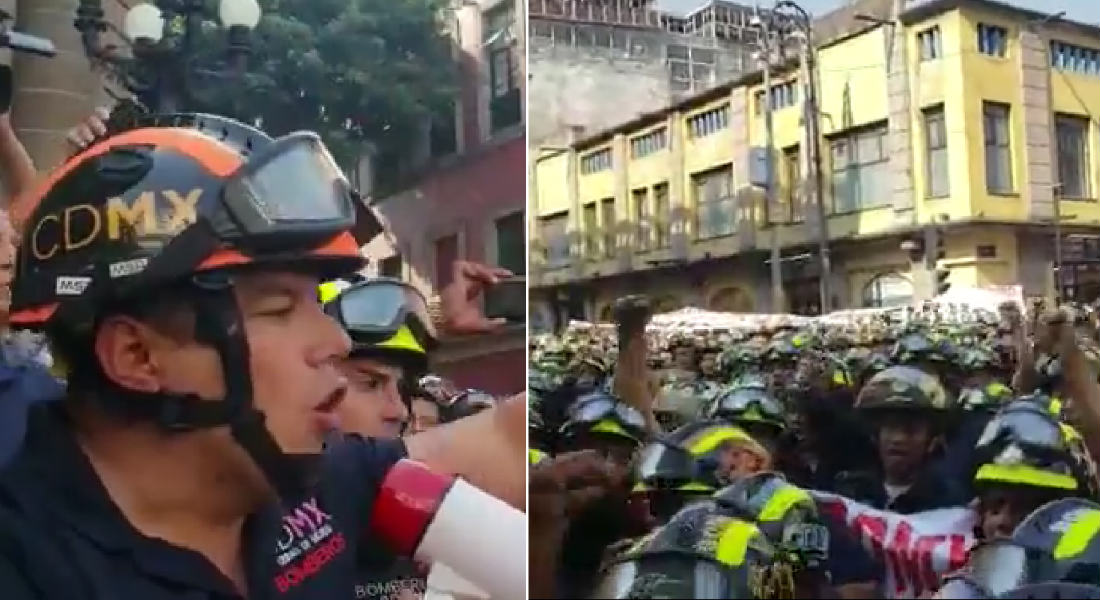 Cientos de bomberos marchan contra Morena en CDMX