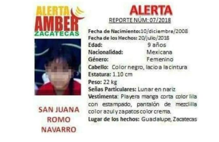 Hallan el cuerpo de San Juana, niña desaparecida en Zacatecas