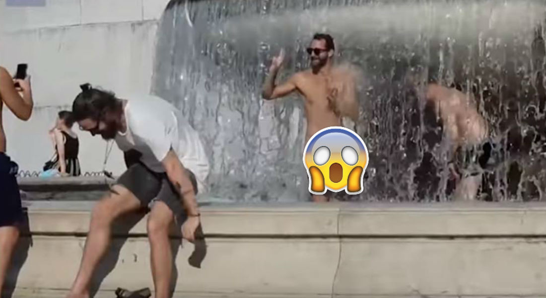 VIDEO: Dos hombres nadaron desnudos en famosa fuente de Roma