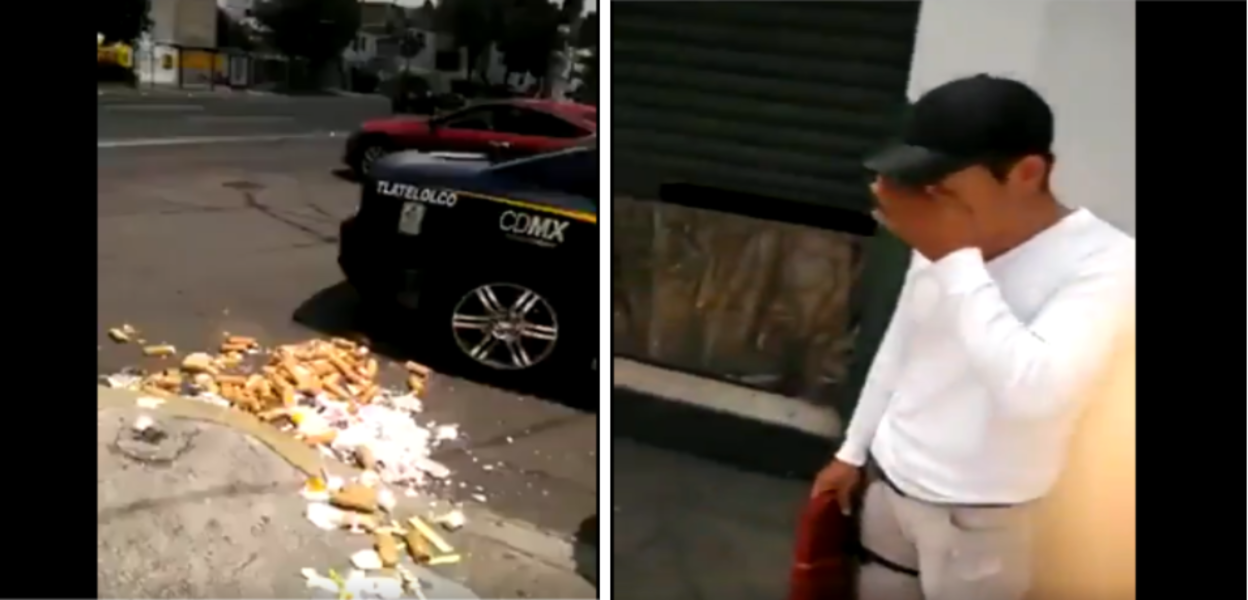VIDEO: Vendedor de merengues llora, policías arrojaron su mercancía al piso