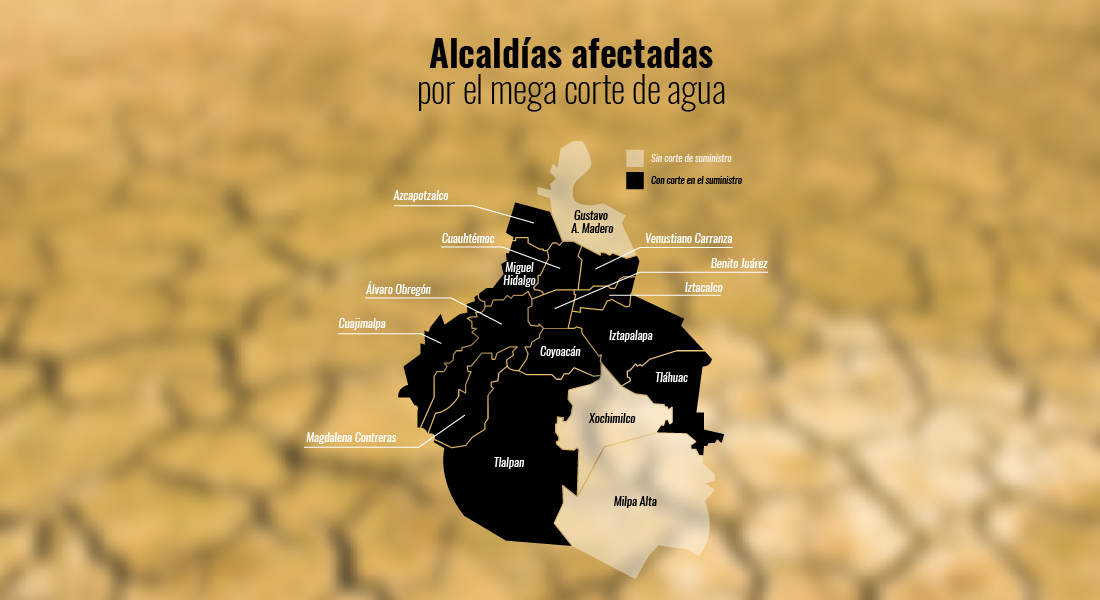 Estas son las 482 colonias afectadas por el megacorte de agua