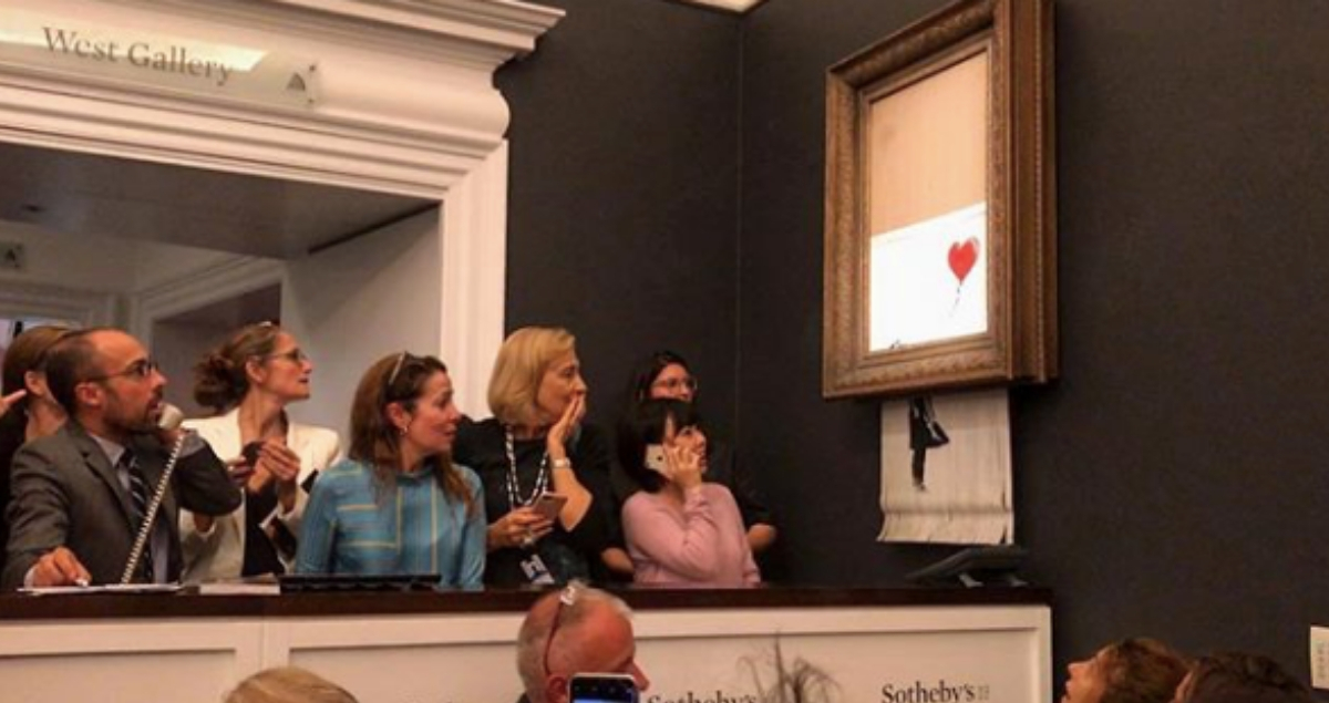 Tras adquirir obra de Banksy en más de 1 millón de dólares, ésta se autodestruye