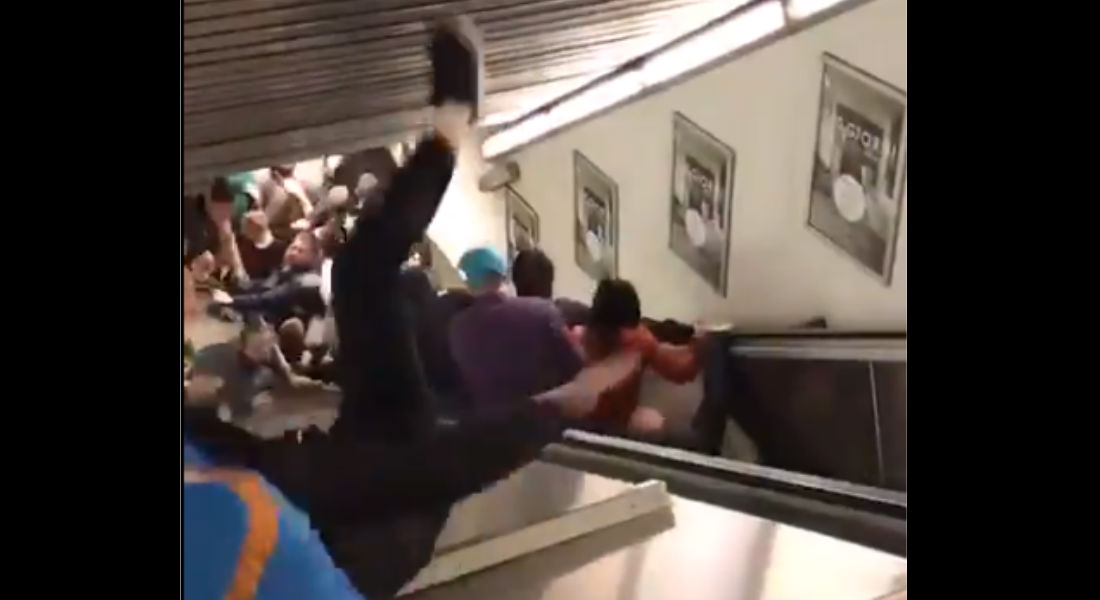VIDEO: Escalera eléctrica se rompe y manda a todos a volar