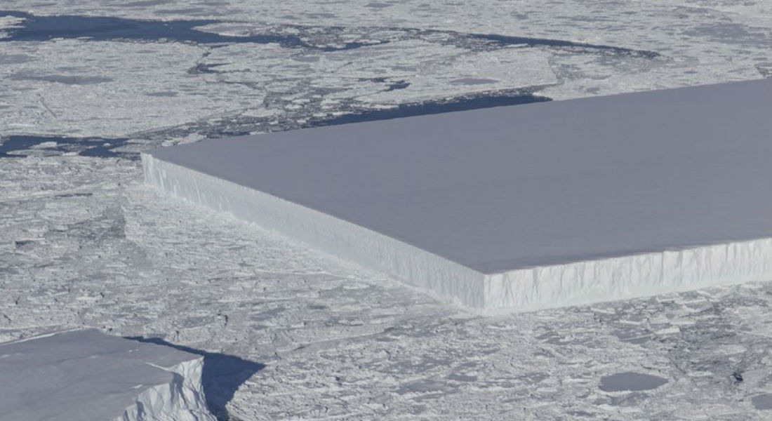 NASA muestra fotografía de extraño iceberg rectangular en la Antártida