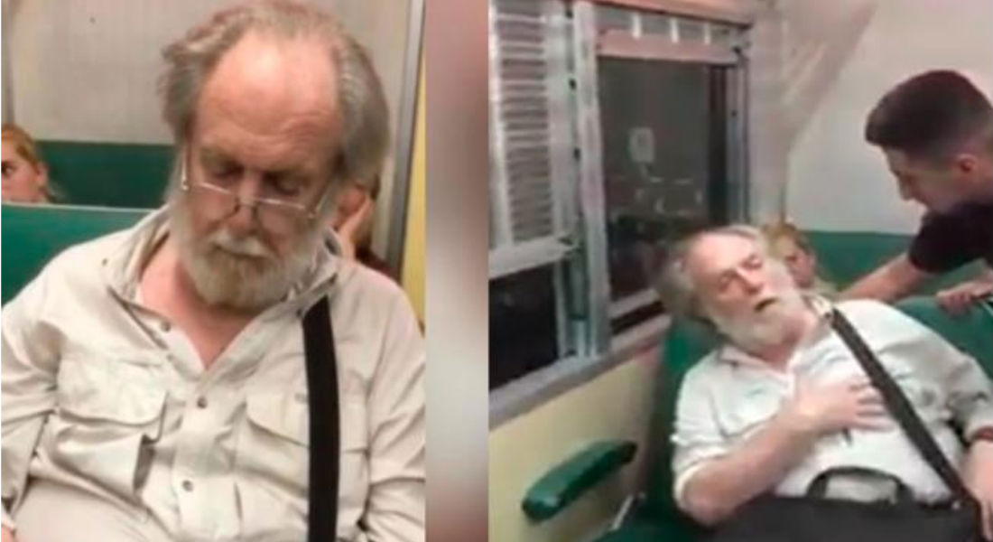 VIDEO: Bajan a anciano de un tren por acosar a una joven y finge un infarto