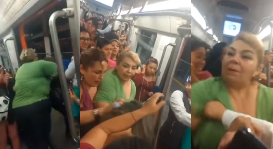 VIDEO: Mujeres se agarran «del chongo» en Línea 12 del Metro