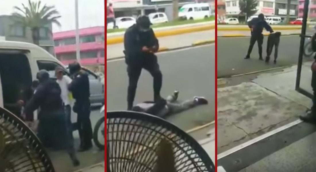 Policía da una paliza a sujeto por robar unidad de transporte público