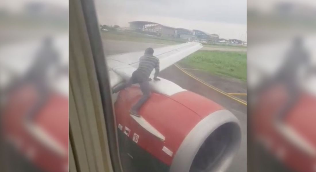 VIDEO: Hombre se sube al ala de avión de pasajeros e intenta abordar