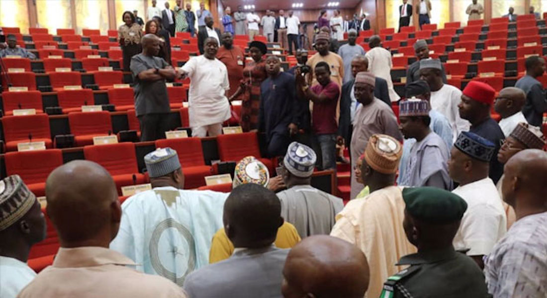 FOTO: Serpiente cae del techo de cámara legislativa y asusta a diputados en Nigeria
