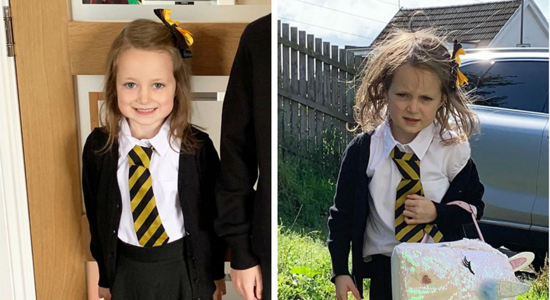 Primer día de clases: el antes y después de una niña que se hizo viral