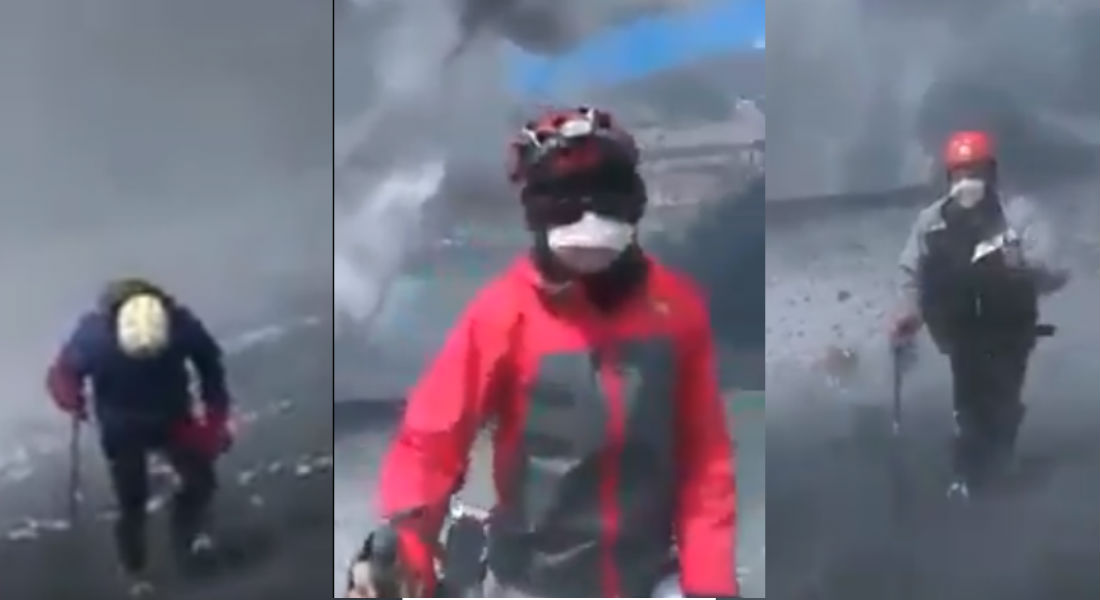 VIDEO: Alpinistas arriesgan su vida al escalar cráter de Popocatépetl