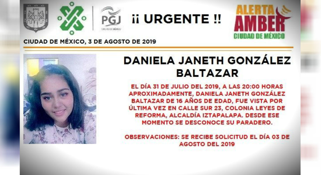 Daniela Janeth desapareció cerca de la UAM Iztapalapa