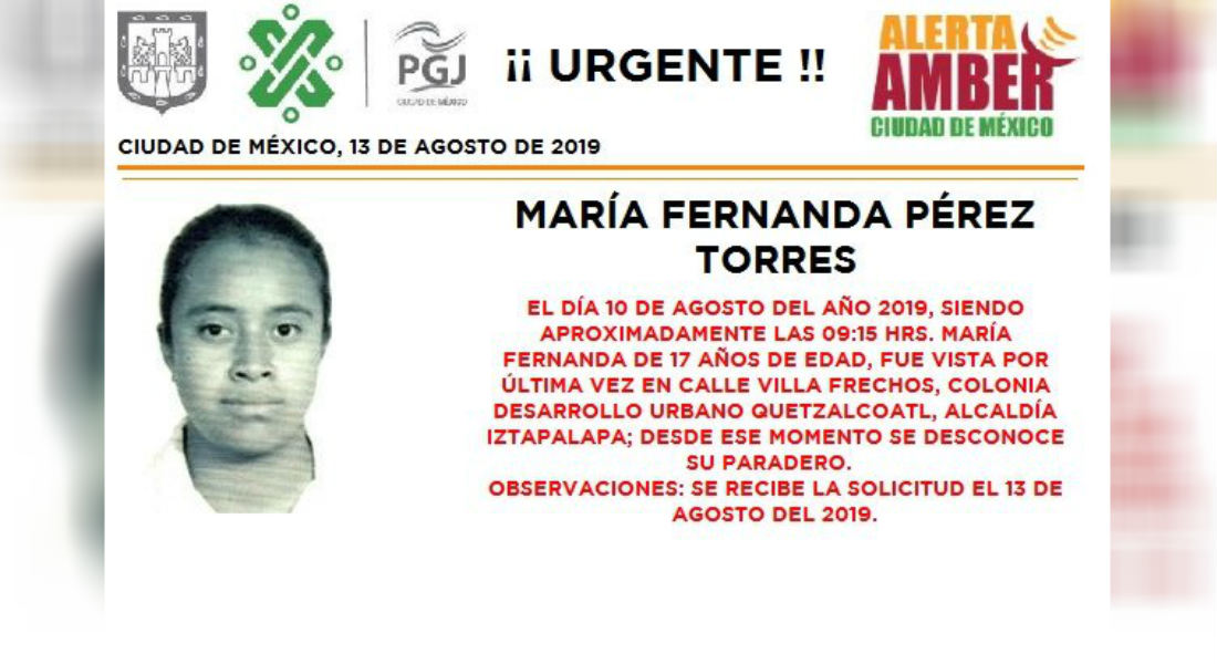 María Fernanda desapareció en Iztapalapa; ayudemos a encontrarla
