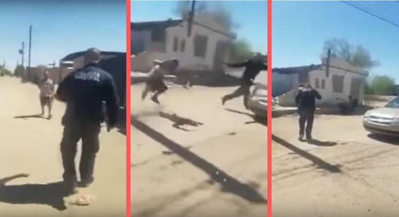 VIDEO: Hombre amenaza con cuchillo a policía que lo abate a tiros