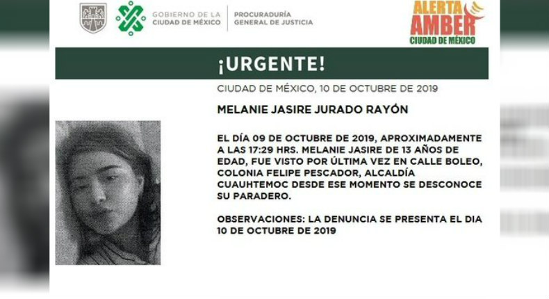 Melanie desapareció en calles de la alcaldía Cuauhtémoc