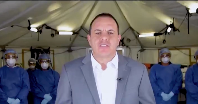 Gobernador de Morelos monta falso hospital para grabar spot