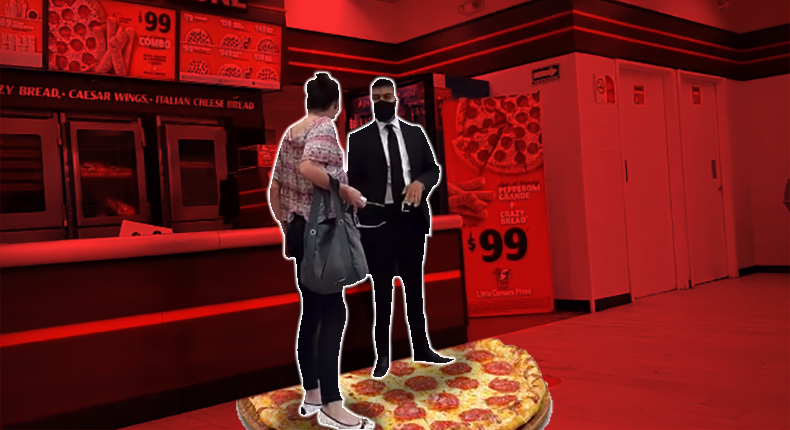 Amenaza con rafaguear pizzería, la apodan #LadyPizza