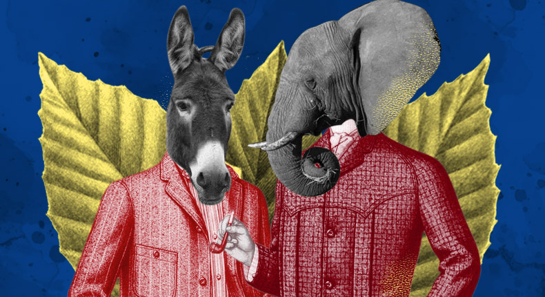 El elefante y el burro, las mascotas de los partidos Republicano y Demócrata